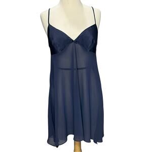 Victorias Secret Vintage 90s Babydoll Mini Slip Dress M Sheer Chemise Y2K Fairy